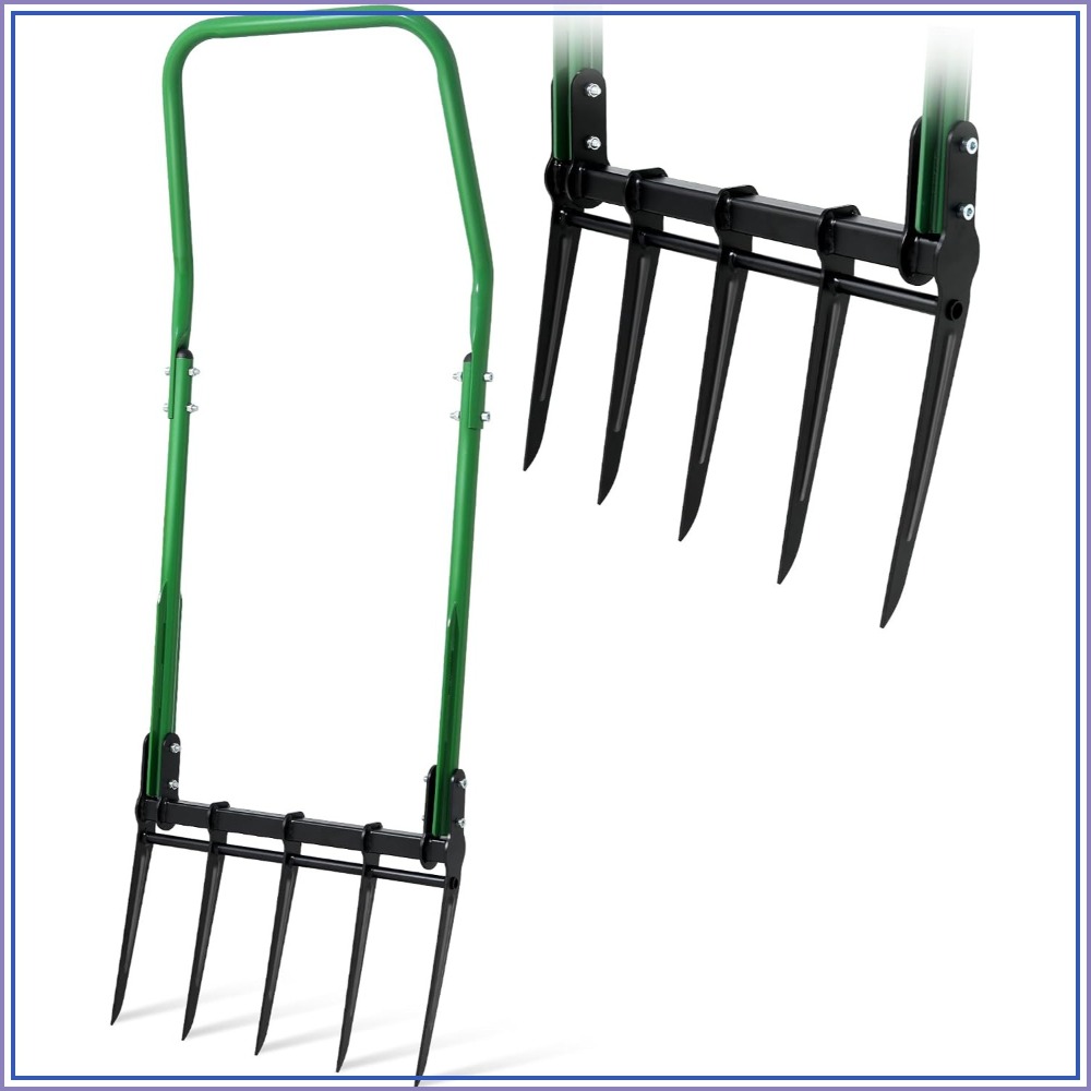 Gardening Tools For Digging - Heavy Duty 5-Tine Broad Fork Garden