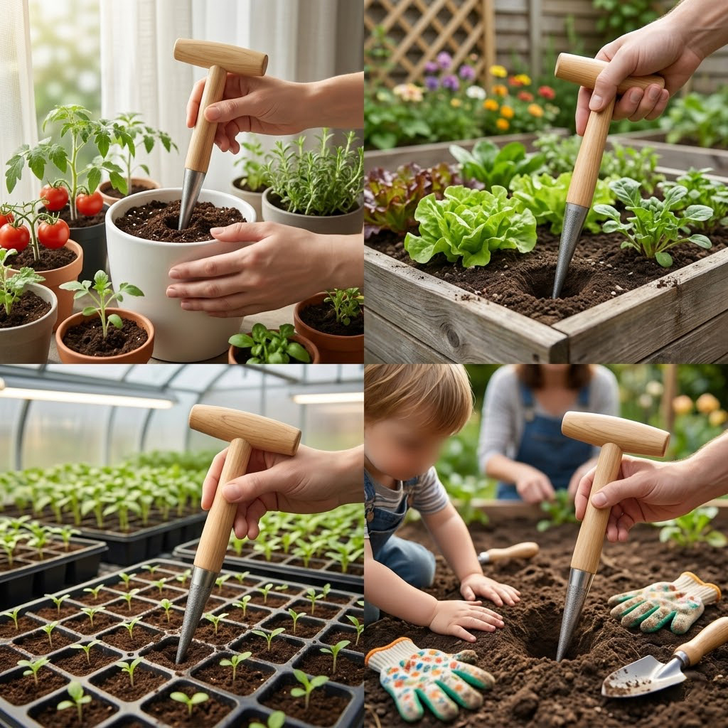 Wood Handle Hand Dibber Garden - Gardening Tools For Digging ulasan dan harga